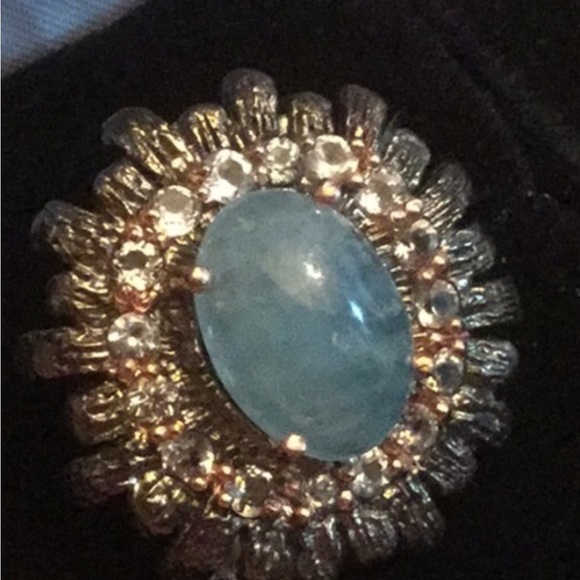 Elegant Genuine Aquamarine Cabochon Ring - Picture 11 of 11